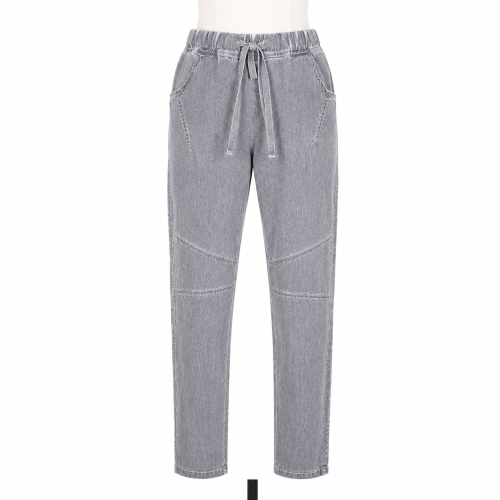 Tempo Paris Gray Mineral Wash Jogger Pants Medium Boho Lagenlook Coastal Grandma